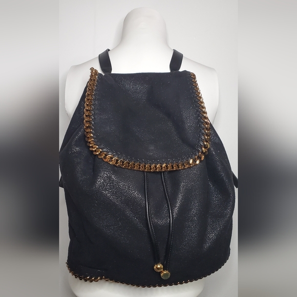 Stella McCartney Handbags - 🔥🔥STELLA McCARTNEY-faux brushed-leather backpack-whipstiched gold chain trim.